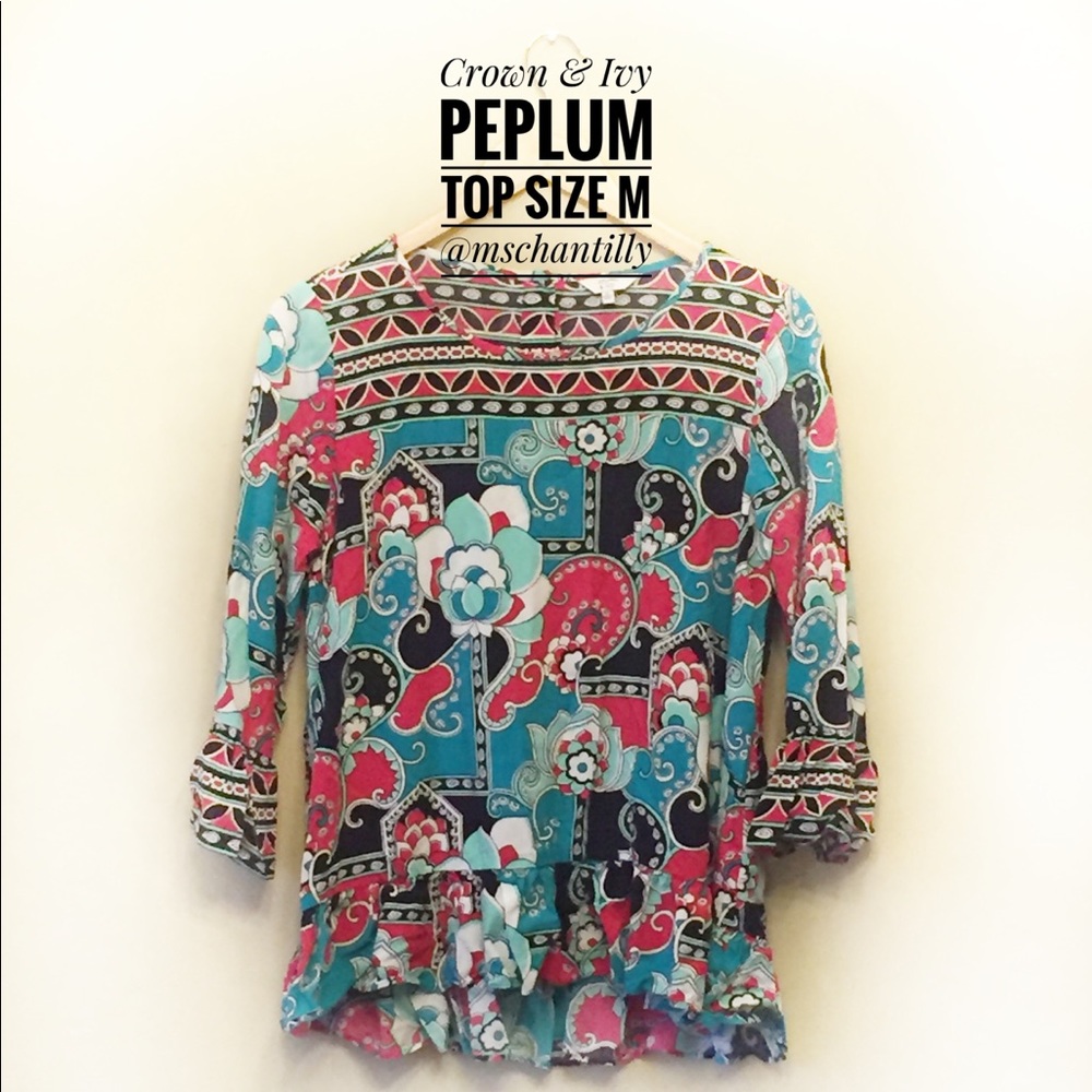 Crown & Ivy Peplum Top Size M